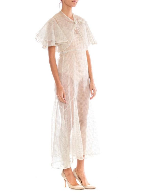 1930S Off White Cotton Organdy Garden Party Dress… - image 2