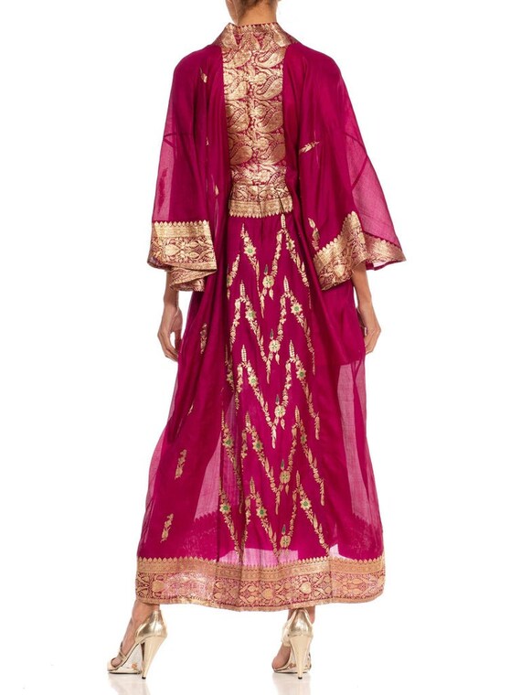 Morphew Collection Fuchsia  Gold Silk Kaftan Made… - image 7