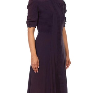 1940S Purple Rayon Blend Crepe Short Sleeve Dress image 4