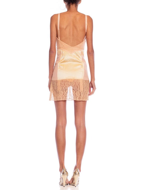 1930S Peach Cream Satin Lace Bust To Knee Slip With … Gem