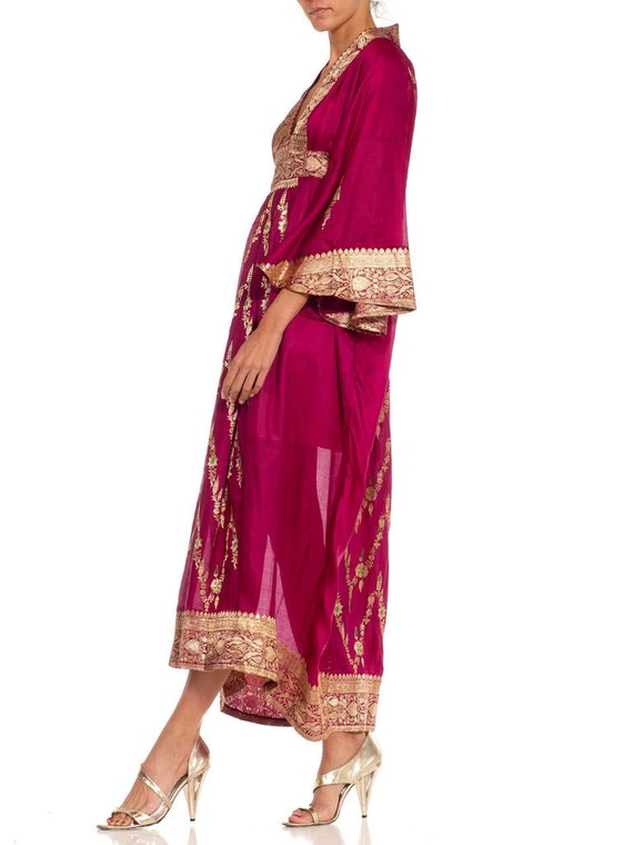 Morphew Collection Fuchsia  Gold Silk Kaftan Made… - image 2