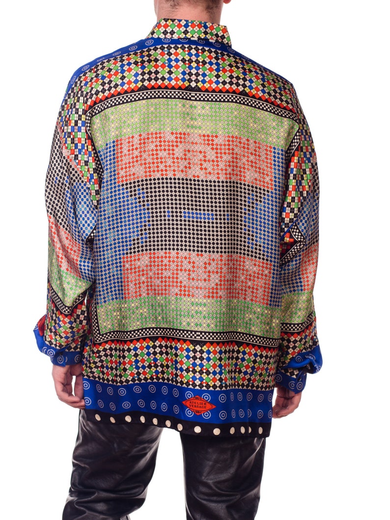 Vintage 90s Gianni Versace Striped Mesh Long Sleeve T Shirt Size M