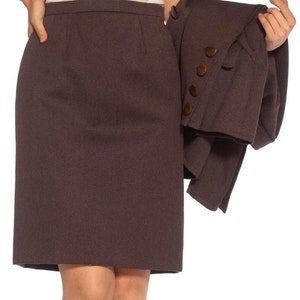 1980S Yves Saint Laurent Brown Haute Couture Wool Skirt Suit image 4