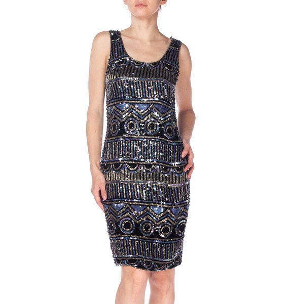 1990S Black Silk Chiffon Cocktail Dress Fully Bea