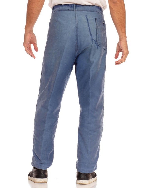 1940S Indigo Blue Cotton French Workwear Pants - image 4