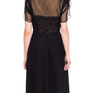 1940S Black Sheer Nylon & Lace Fitted Cocktail Dress image 5