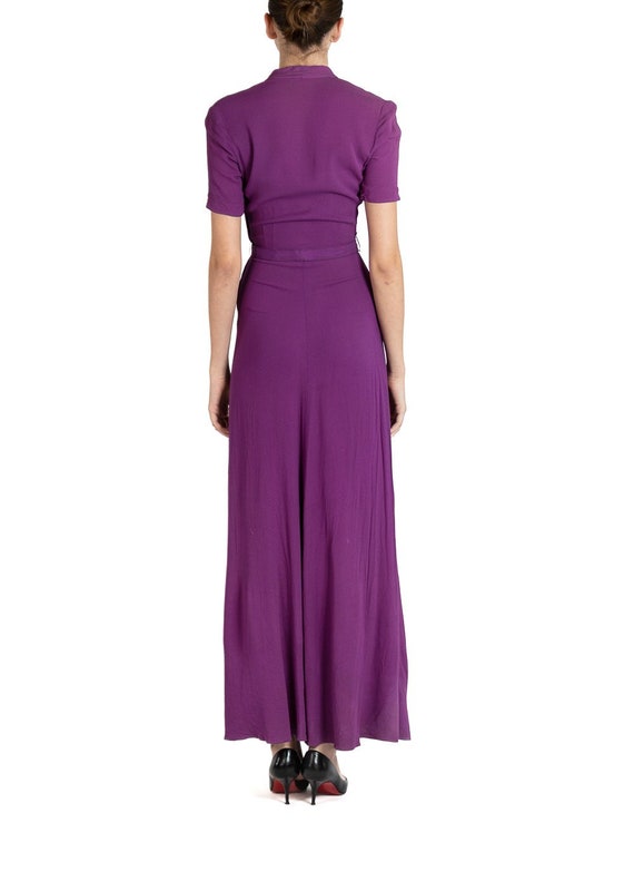 1930S Purple Rayon Crepe Dress With Belt & Gold S… - image 6