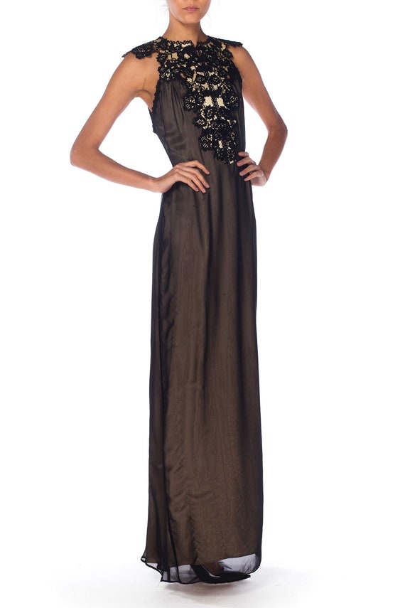 MORPHEW COLLECTION Black Silk & Poly Chiffon Gown… - image 5