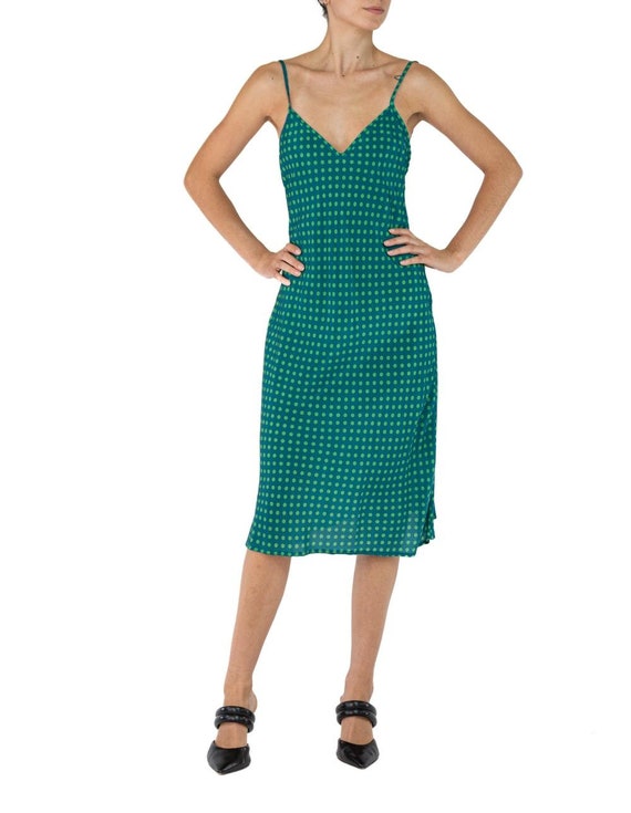 Morphew Collection Sea Green Polka Dot Novelty Pr… - image 4