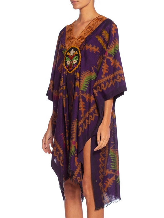 MORPHEW COLLECTION Purple & Brown Silk Ikat Kafta… - image 4