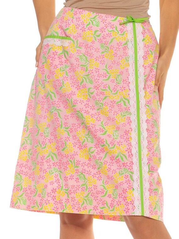 1960S Lilly Pulitzer Light Pink  Green Cotton Flo… - image 5