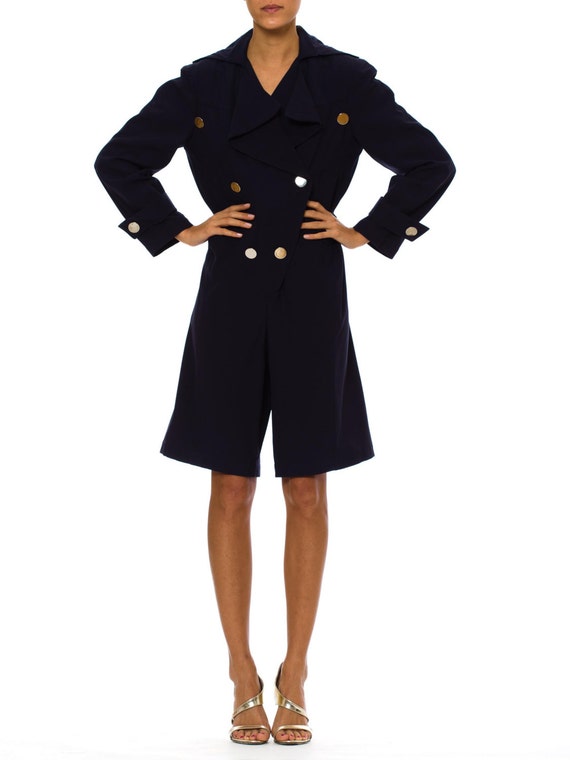 1980S THIERRY MUGLER Navy Wool Trenchcoat Romper