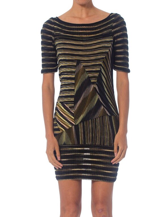 2000S MISSONI Rayon Boatneck Pieced Sweater Dress