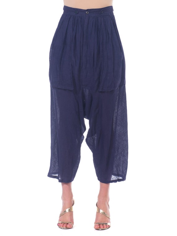 1980S MARITHE FRANCOIS GIRBAUD Navy Linen Miyake Style Pants | Etsy