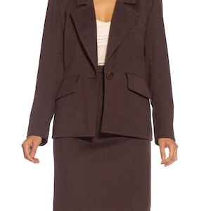 1980S Yves Saint Laurent Brown Haute Couture Wool Skirt Suit image 9