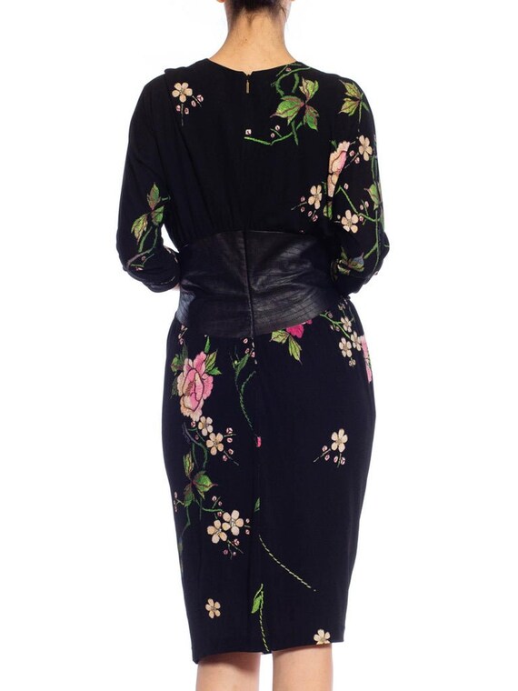 2000S ROBERTO CAVALLI Black Floral Rayon Jersey &… - image 7