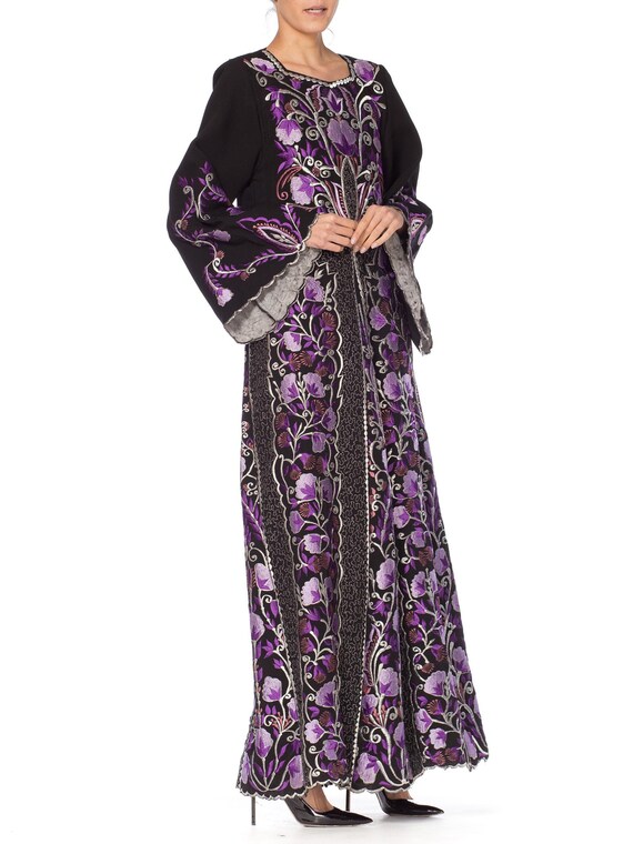 1970S Purple Embroidered  Metallic Floral Dress - image 6