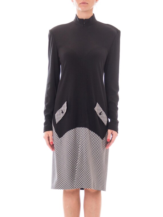 1990S GEOFFREY BEENE Black Wool Jersey & Rayon Ble