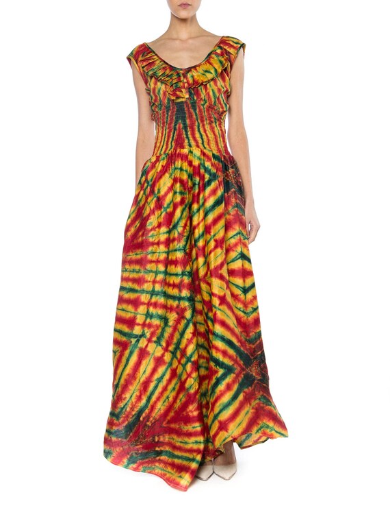 Boho Red, Green, And Yellow Tie Dye Dress Size: 2-