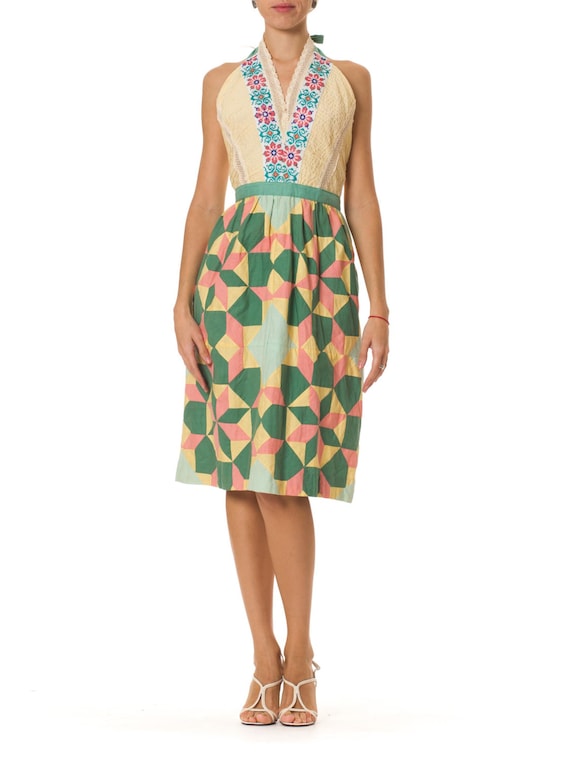 MORPHEW COLLECTION Yellow & Green Cotton 1940S Emb