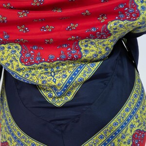 Morphew Collection Navy Blue, Lime Green Red Silk Twill Floral Ditsy Print Scarf Dress Made From Vintage Scarves Bild 7