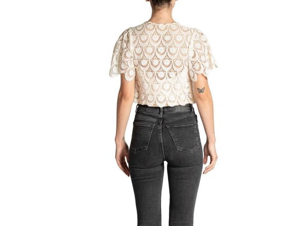 1960S Off White Cotton Lace Crop Top - image 5