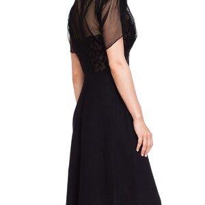 1940S Black Sheer Nylon & Lace Fitted Cocktail Dress image 2