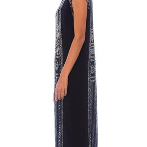 1920S Black Beaded Silk Cocktail Dress With Crystals image 3