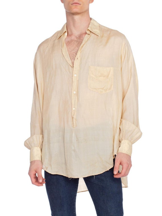 1920S Cream Silk Rare Men's French Pullover Shirt