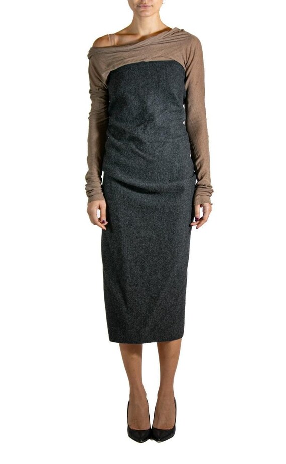 slim fit dress slacks Lanvin Women's Wool and Cashmere Midi Dress - Dove main image 0