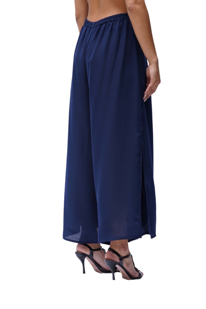 1970s Navy Blue Polyester Chiffon Pants image 5