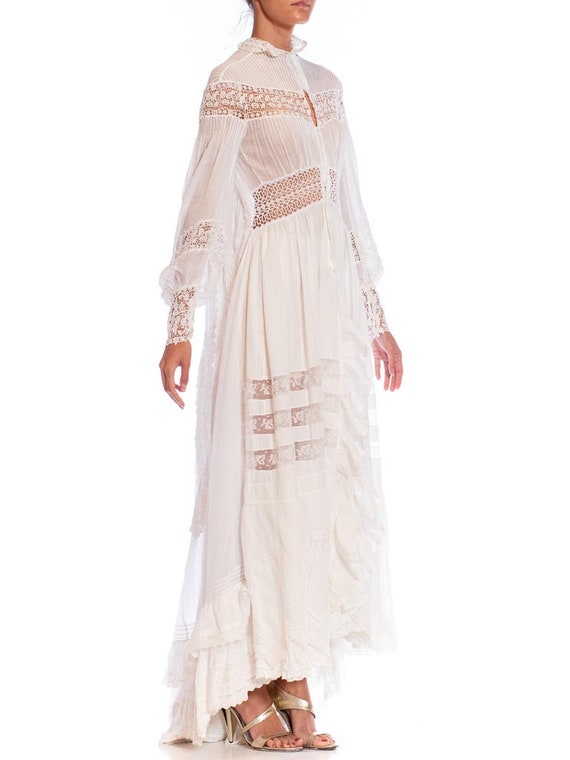 White Victorian Cotton  Lace Oversized Gown - image 7