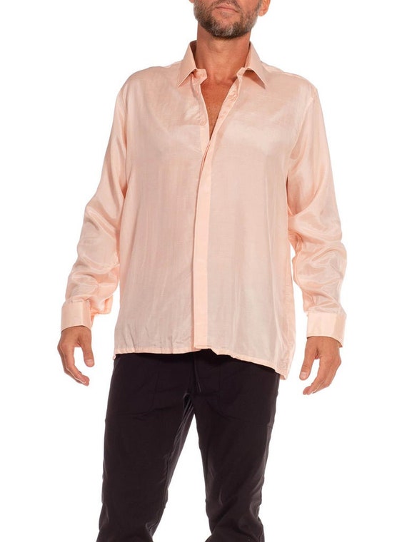 1990S Bocci Blush Pink Silk Dead Stock Shirt Nwt - image 5