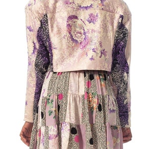 1980S Purple Printed Skirt, Top & Jacket Ensemble Made From Japanese Kimono Silk image 5