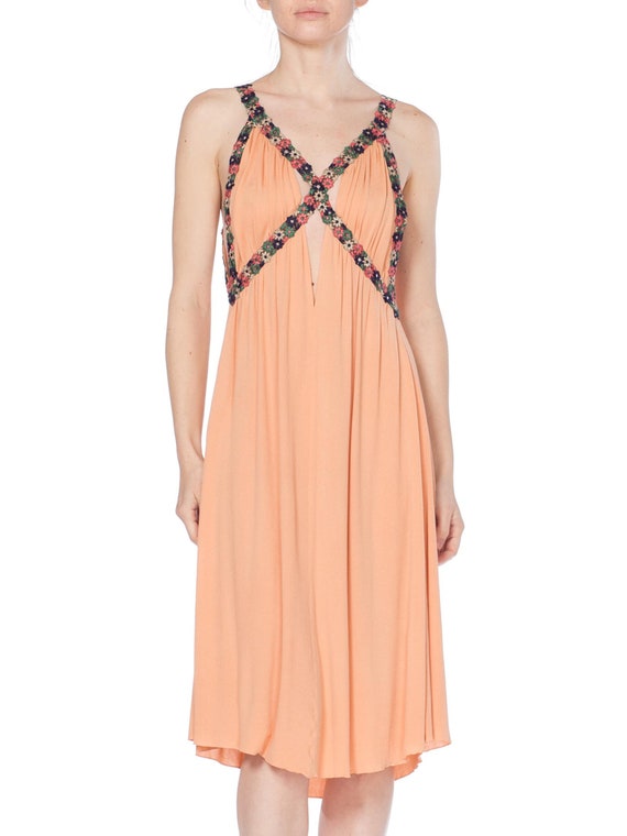 MORPHEW COLLECTION Peach Silk Jersey Dress With C… - image 1