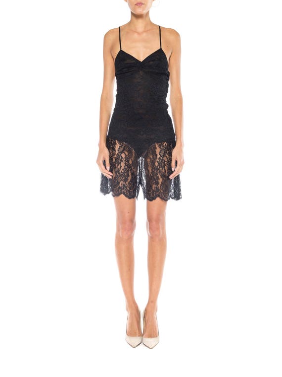 1920S Black Silk & Lace Lingerie Romper