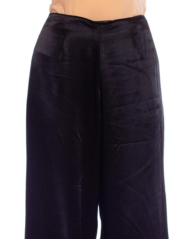 1980S Valentino Black Silk Crepe Back Satin Pants - image 9