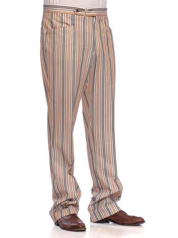 1960S Glen Oaks Striped Polyester Men's Pants