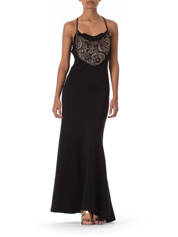 Black Silk Crepe Backless 1930S Bias Cut Slip Dres