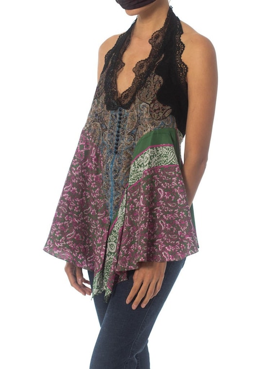 2000S Nicolas Ghesquiere for Balenciaga Floral Silk & Lace Halter 