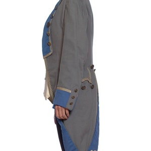 1920S Grey Blue Wool 18Th Century Style Military Frock Coat image 3