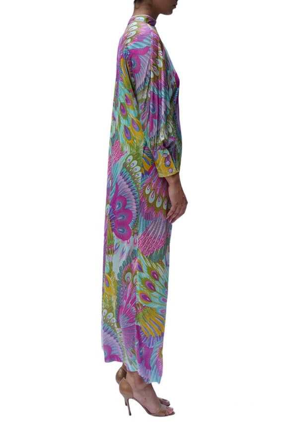 1970S Multicolor Peacock Print  Jumpsuit - image 3