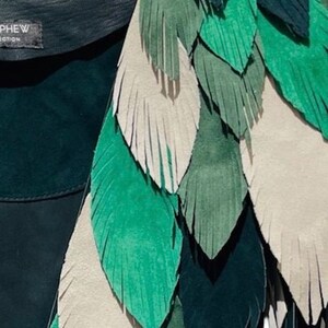 MORPHEW COLLECTION St.Patricks Suede Fringe Feather Leather Cape image 3
