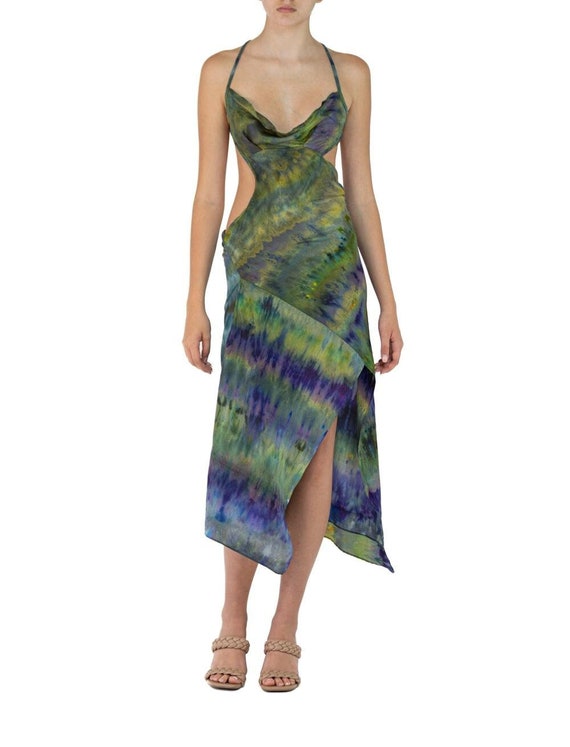 Morphew Collection Green & Purple Silk Ice Dyed Dr