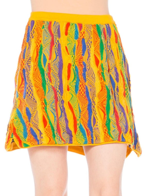 1990S Coogi Multicolor Yellow Knit Elastic Waist M