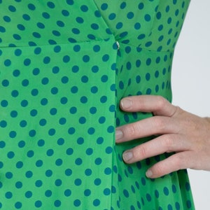 Morphew Collection Green & Blue Polka Dot Novelty Print Cold Rayon Bias Dress Master Medium image 9