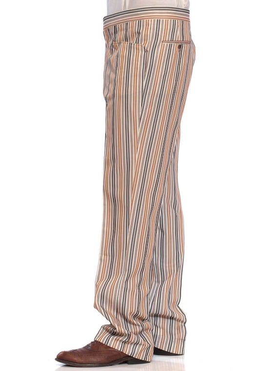 パンツ Vintage Brown Striped Wide Slacks 1960S Glen Oaks Striped Polyester Men's Pants - Etsy