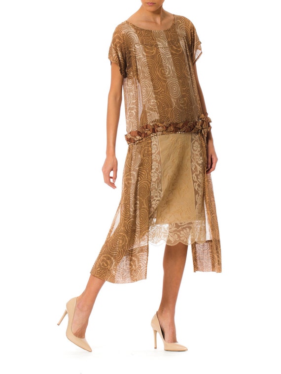1920S Champagne Hand Embroidered Silk & Cotton Art