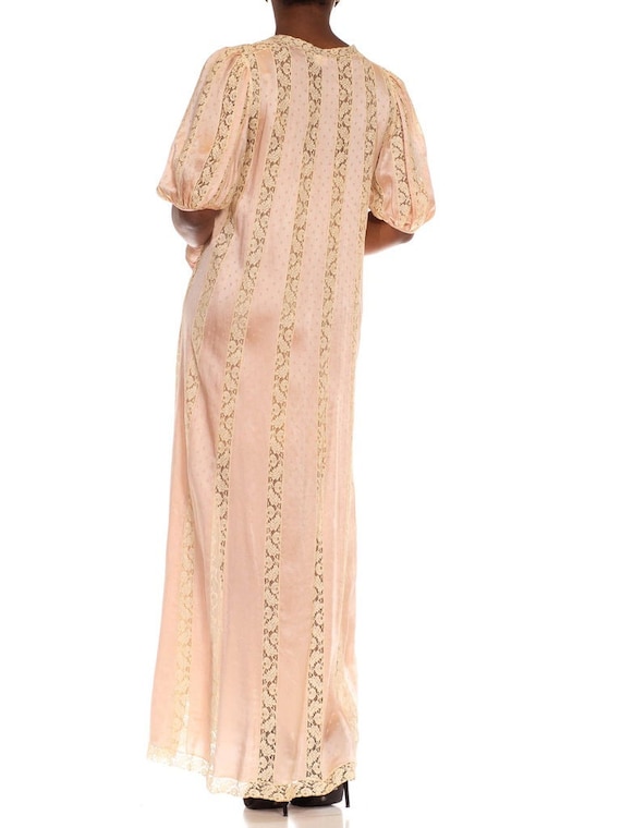 1970S Peach  Cream Silk Lace Duster - image 6