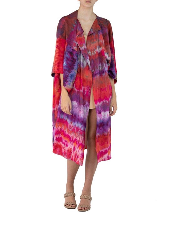 Morphew Collection Red, Purple & Orange Silk Kimono